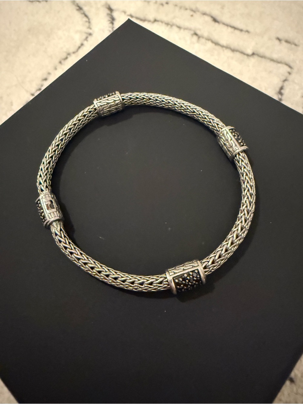John Hardy Classic Chain 5mm Four-Station Bracelet with Black Sapphire